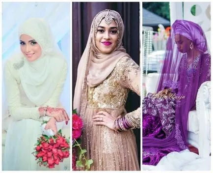 rochii de mireasa musulmane cu mâneci și hijab (110 poze), rochie fantezie