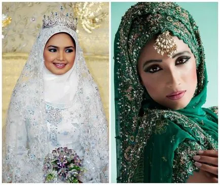 Muzulmán esküvői ruhák ujjakkal és hidzsáb (110 fotó), jelmezes