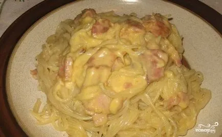 Tészta - carbonara - tejszínes - lépésről lépésre recept fotók