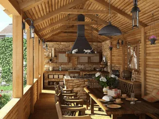 A projekt egy nyári konyha, veranda minták minden igényt kielégít