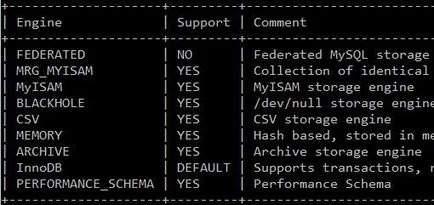 Lucrul cu tabele MySQL - selectați tipul de tabel, vedere, de a crea, șterge, redenumi,