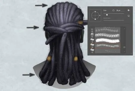 Desen panglica de par realiste și dreadlocks