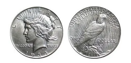 Dolari de argint moneda 1 și $ cu 2