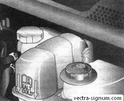 Отводняване и добавяне на охлаждащата течност Opel Vectra, Opel Vectra