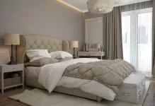Dormitorul în nuanțe de gri fotografie alb design interior, culoare și stil de pereți mici, cu luminoase