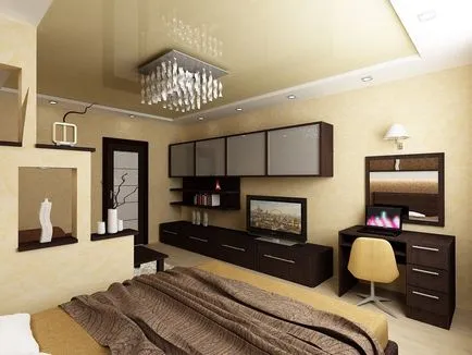 Спалня, дневна снимка как да се направи дизайна стая в Хрушчов, и на тавана, решението да се създаде
