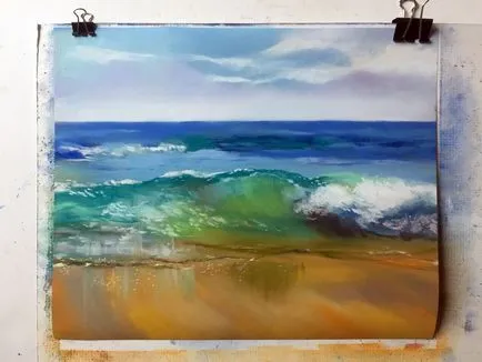 Desenați un val de mare, pastel uscat pe șmirghel - Masters Fair - manual, lucrate manual