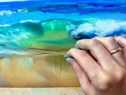 Rajzolj egy tengeri hullám, száraz pasztell smirgli - Fair Masters - kézzel készített, kézzel készített