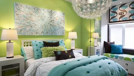 Turquoise hálószoba belső (fotó)