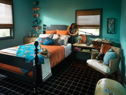 Turquoise hálószoba belső (fotó)