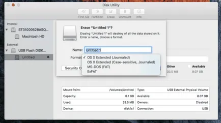 Formatarea unui disc în sistem de operare Mac, OS X mondial