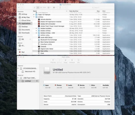 Formatarea unui disc în sistem de operare Mac, OS X mondial