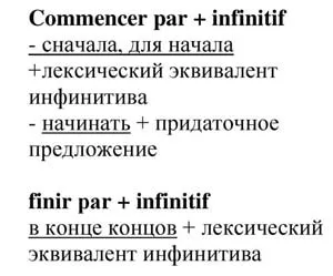 Infinitif минало, без infinitif, commencer