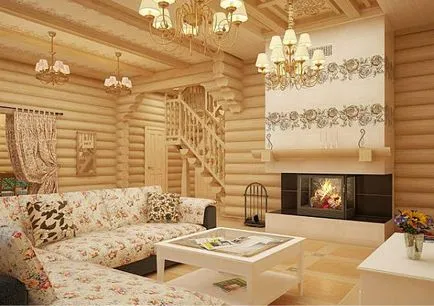 Interiorul unei case din lemn - construirea de case dereyannyh