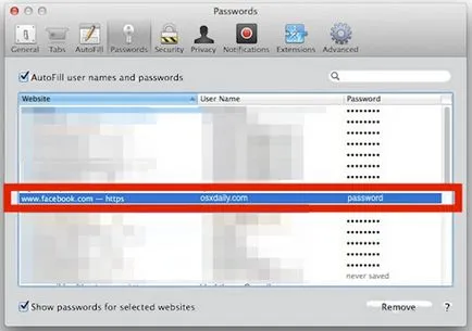 Как да видите паролите на сайтове в сафари в Mac OS X