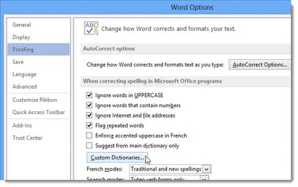 Cum de a lucra cu dicționare de utilizator în cuvânt 2013
