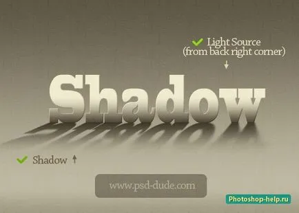 Както и в Photoshop да направи сянката на надписите