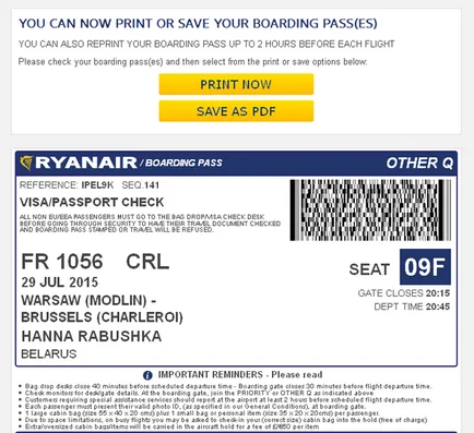 Cum să se înregistreze pentru un zbor ryanair