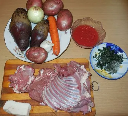Classic, forró levest cékla leves hússal - hogyan kell főzni a cékla leves, lépésről lépésre recept fotók