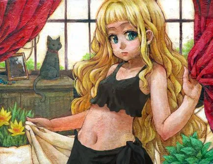 fată frumoasă anime cu părul negru, alb, rosu, roz, precum și cu fetele anime
