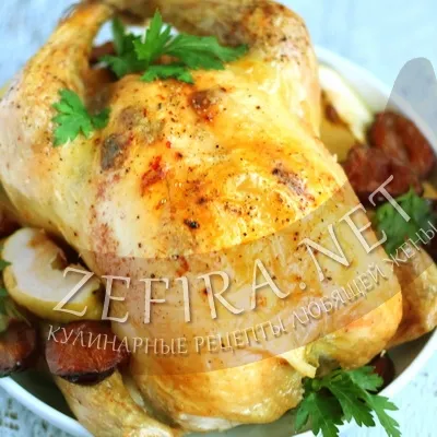Пилешки печени с ябълки на фурна - рецепти за любяща съпруга