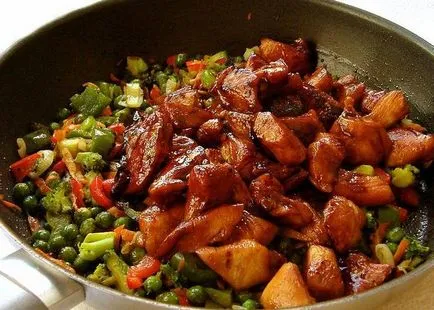Csirke teriyaki zöldségekkel - lépésről lépésre recept fotók