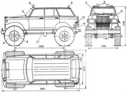 Moskvici „-vezdehod, Model de constructii