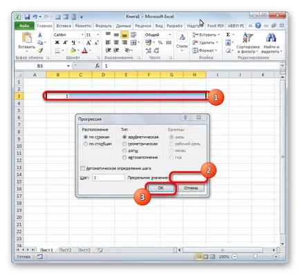 A számozás az sejtek Excel