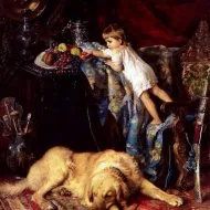 Descrierea imaginii Konstantin Makovsky lui „divinație de Crăciun pe mire“