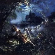 Descrierea imaginii Konstantin Makovsky lui „divinație de Crăciun pe mire“