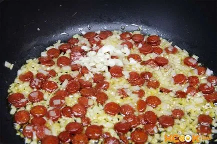 Paella garnélarák és chorizo ​​- recept fotókkal főzés