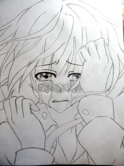 Плачът момиче рисунка с молив