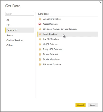 Conectarea la baza de date Oracle, Microsoft putere bi