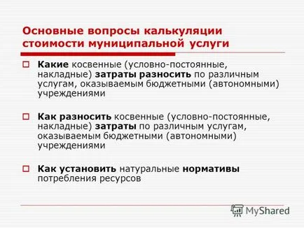 Представяне на изчисляване на разходите на общинските услуги, финансова подкрепа от общината