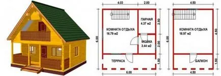 Проекти къщи за гости с баня с дървени греди и трупи