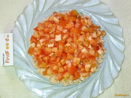 Saláta paradicsom és rózsaszín lazac recept egy fotó