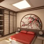 Dormitor în stil japonez de design și elemente de design interior fotografie