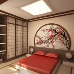 Hálószoba a japán stílusú lakberendezés és design elemek fotó