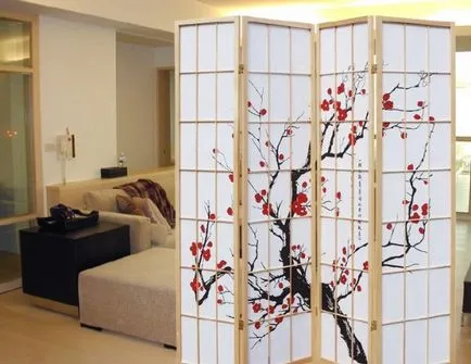 Hálószoba a japán stílusú lakberendezés és design elemek fotó