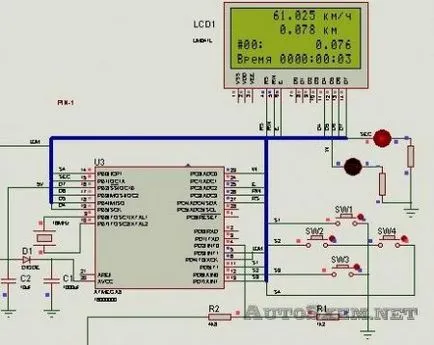 Скоростомер-километража на ATmega8 катарама 16x2 микрона или 16h4