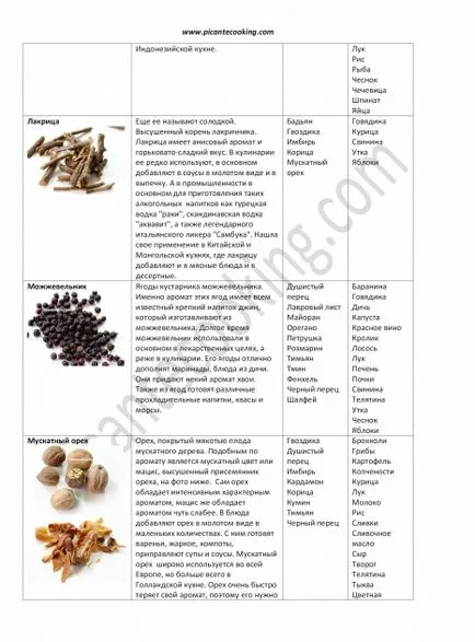 Condimente cum ar fi să păstreze, modul de utilizare, tipuri și combinații de condimente, picantecooking