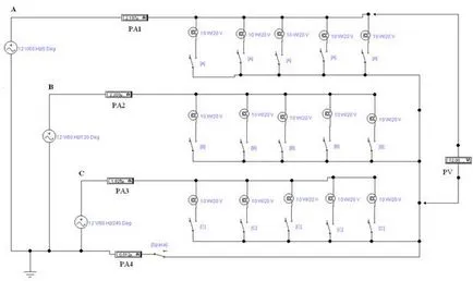 Faza de consumator schema compus „stea“ (sistem cu trei fire)