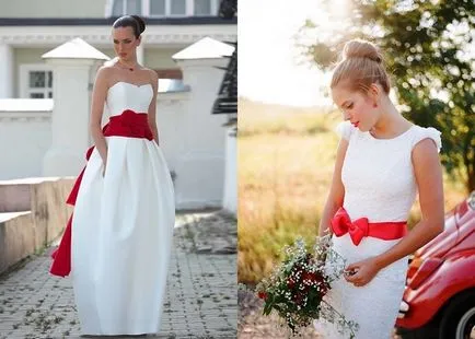 Esküvői ruhák, piros szalaggal fotó