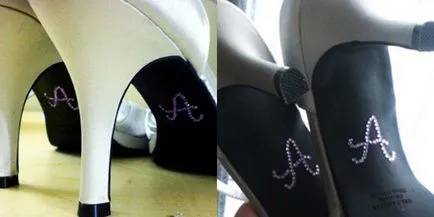 Декорирайте обувки надписи на кристали на булката