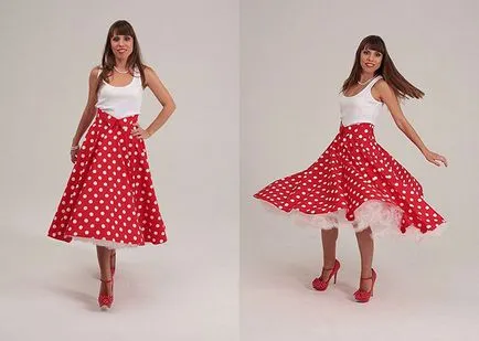 Fusta Polka dot mazăre alb rosu, luxuriant, soare cu fotografii