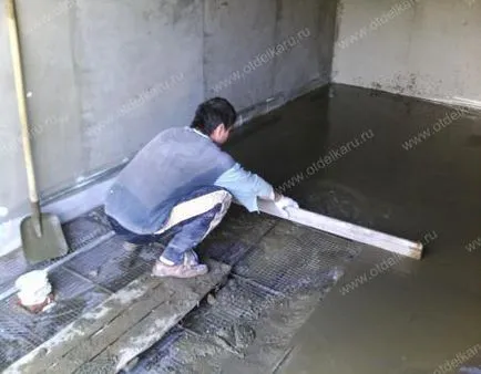 Наливане пясък циментова замазка на пода DSP, разходите за труд от частни майстори