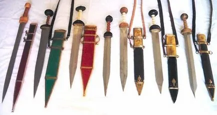 Gladius - római kard penge és a harci méretjellemzői, légiós fegyverek típusú spanyol,