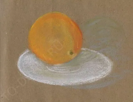 Cum de a desena o portocală pe o placă de creioane pastel mănâncă treptat