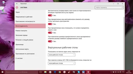 Setarea interfeței și aspectul ferestrelor 10 desktop