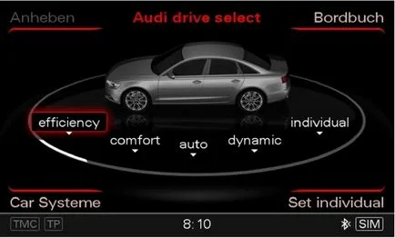 Opció Audi drive select (hirdetéseket) - választható kényelmes vezetési mód